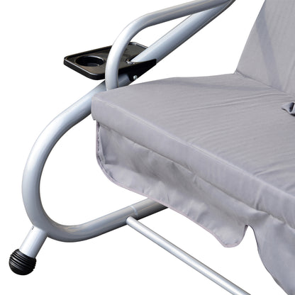 Outsunny Columpio Balancín Jardín Convertible En Cama Techo Ajustable Gris_4