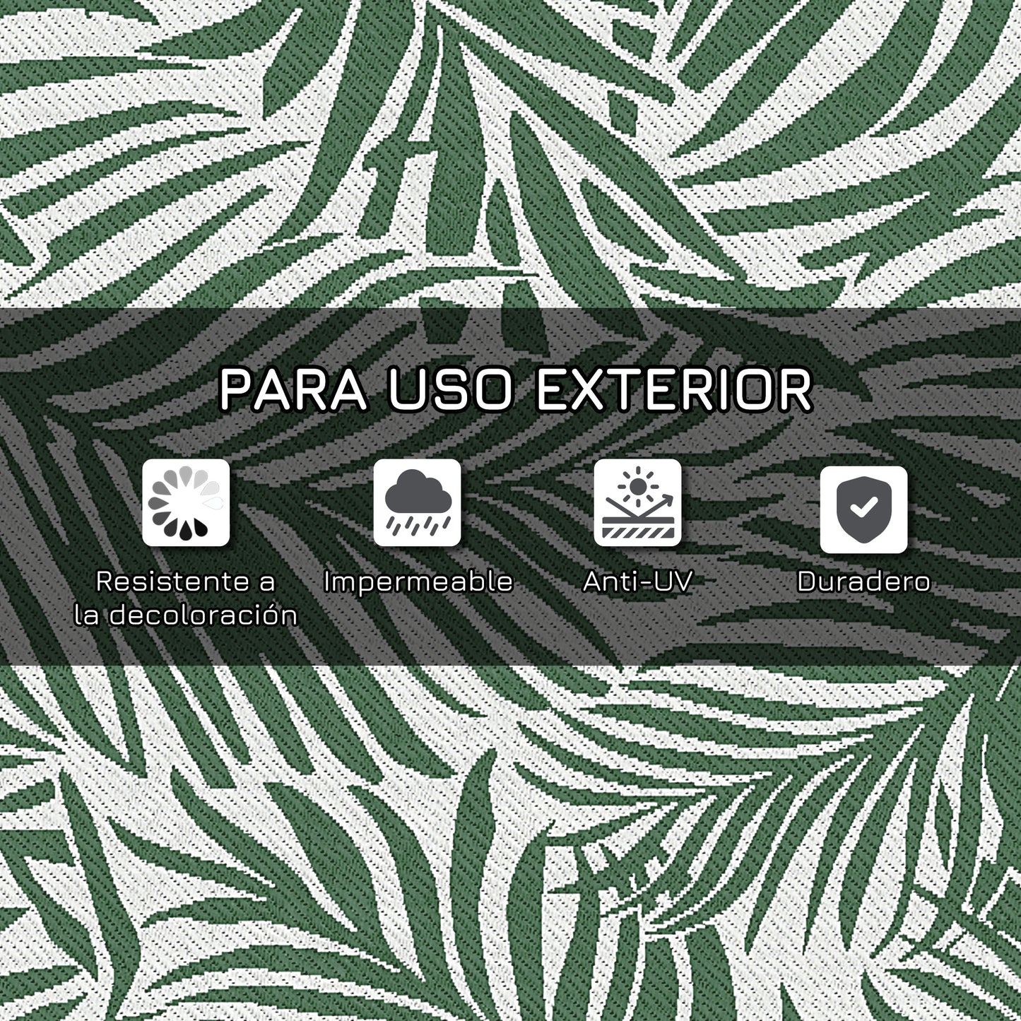 Outsunny Alfombra De Exterior 152x243 Cm Con Patrón De Hojas Verde Oscuro_5