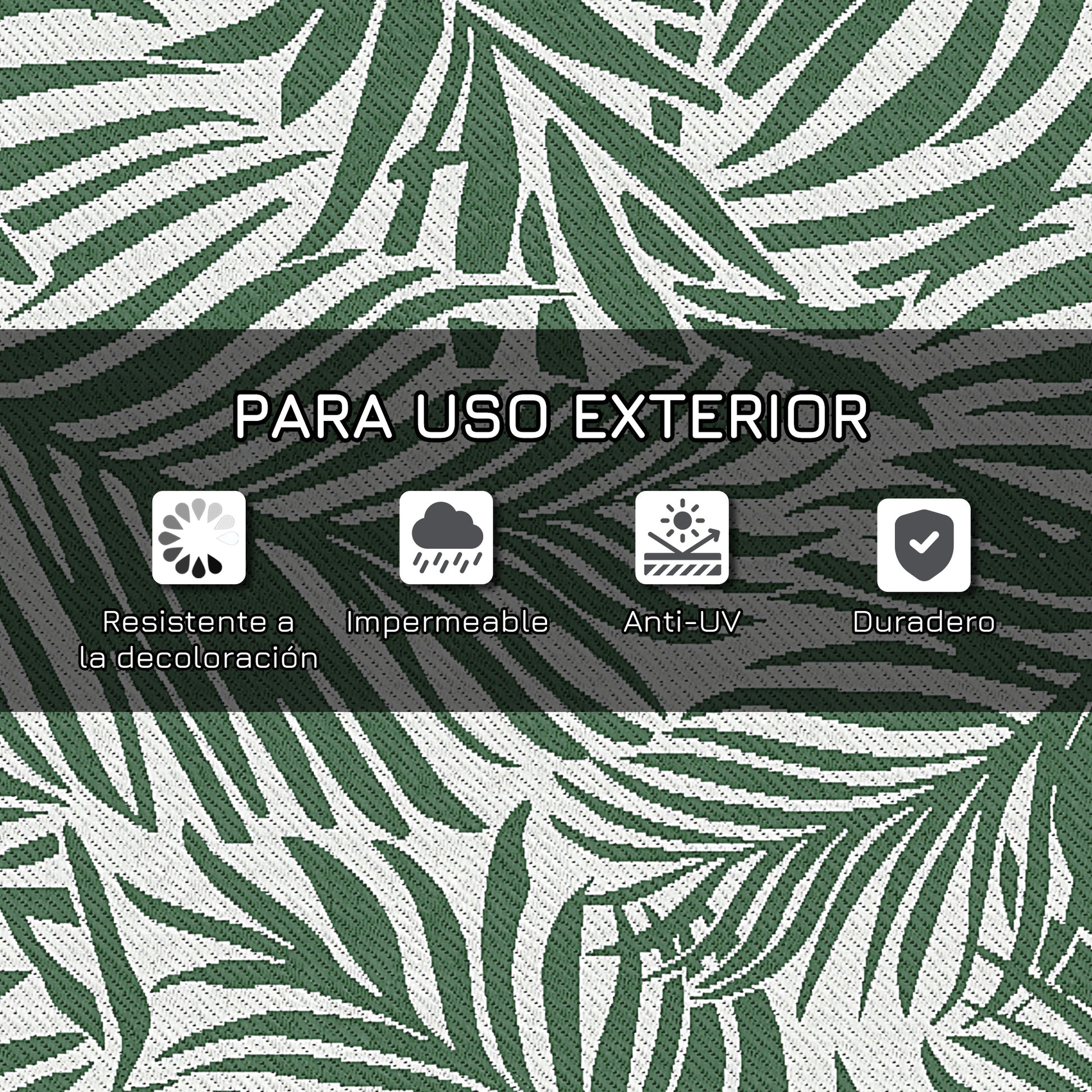 Outsunny Alfombra De Exterior 152x243 Cm Con Patrón De Hojas Verde Oscuro_5
