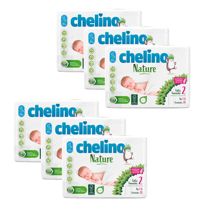 Pack 6x Pañales T2 3-6 kg Chelino Nature 28 Uds
