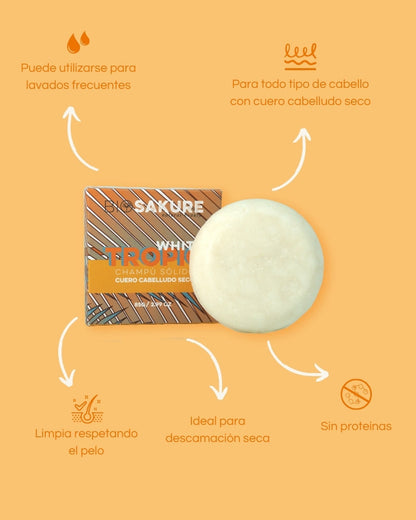 White Tropic - Champú Sólido Emoliente Para Cuero Cabelludo Seco 85 G Bio Sakure_1