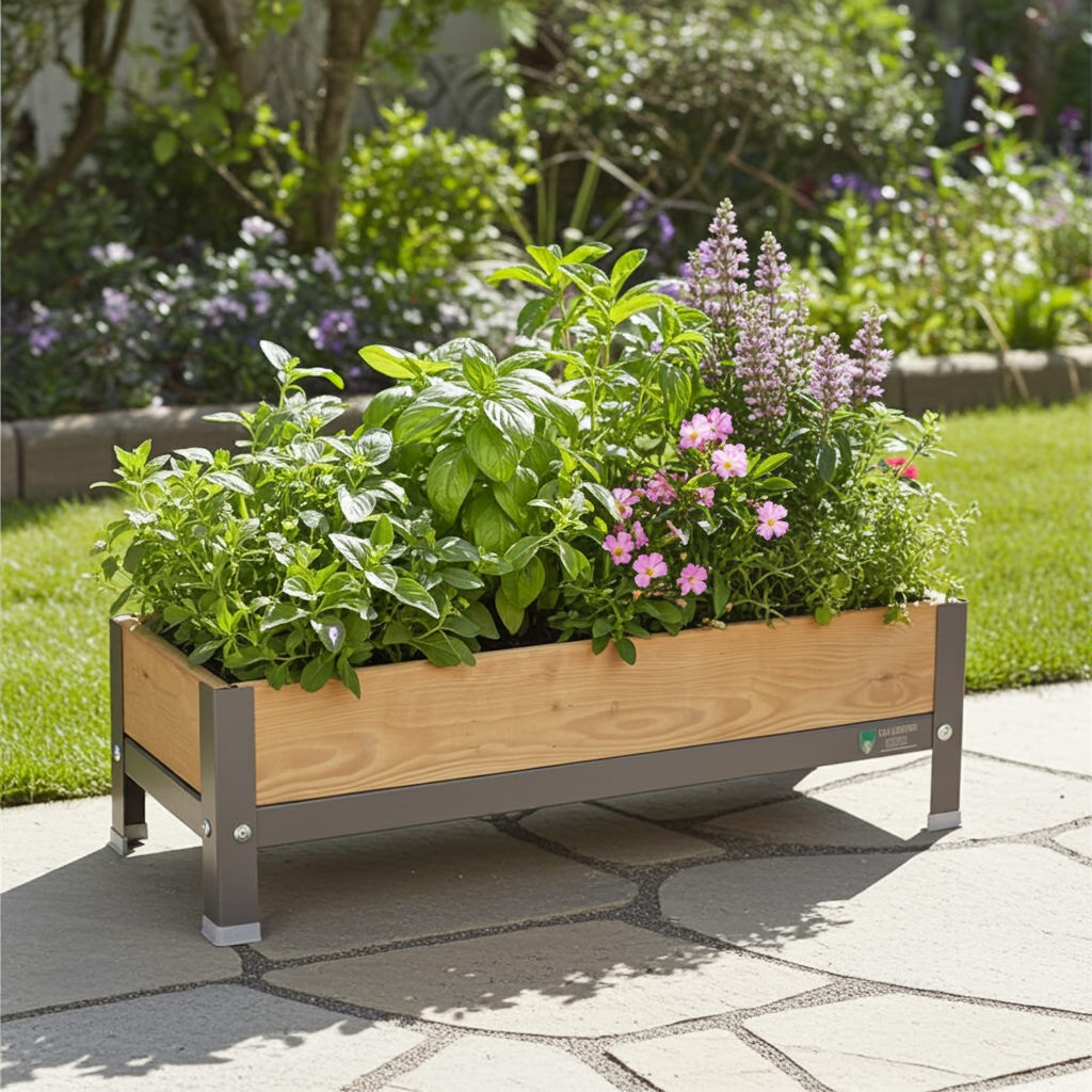 Mi Huerto Urban Jardinera Elevada Madera Con Bandeja Recoge Aguas | Estructura Metálica |gris | 90x30x26cm_1