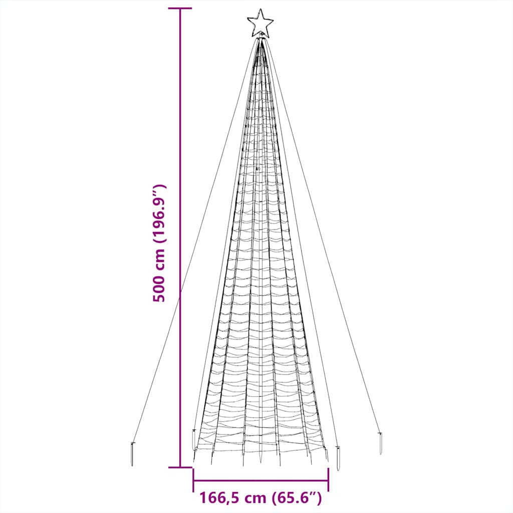 Vidaxl Árbol De Navidad Led Con Estacas 1534 Leds Blanco Frío 500 Cm_2