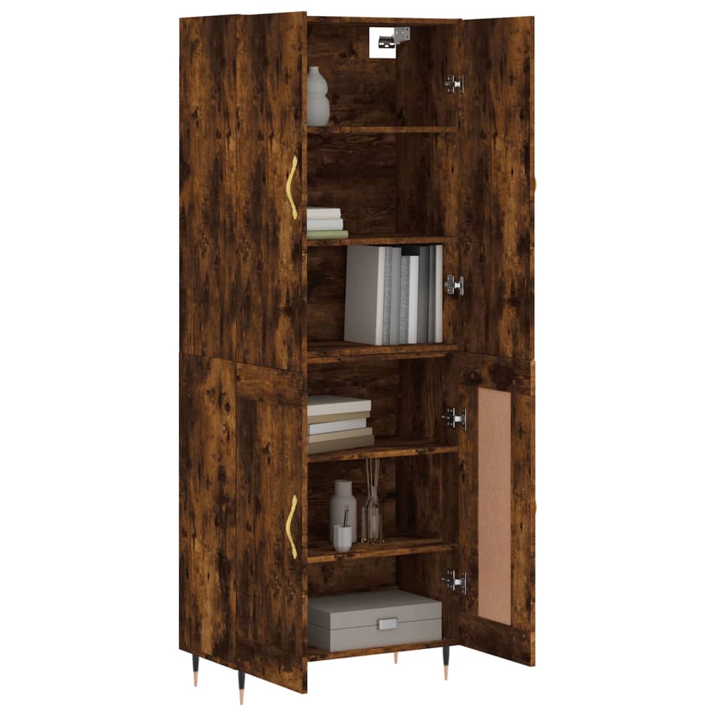 Aparador Alto Madera Contrachapada Roble Ahumado 69,5x34x180 Cm_2