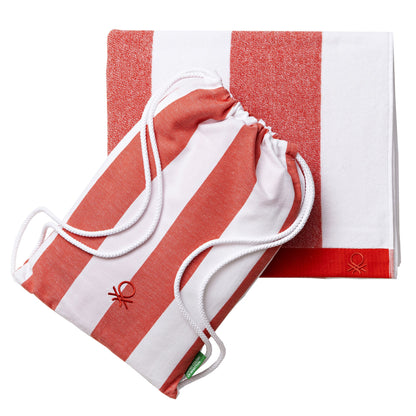 Set 2pc Toalla De Playa (toalla 90x160cm + Bolsa 144tc Hilo Teñido) Rojo Rainbow Be_2