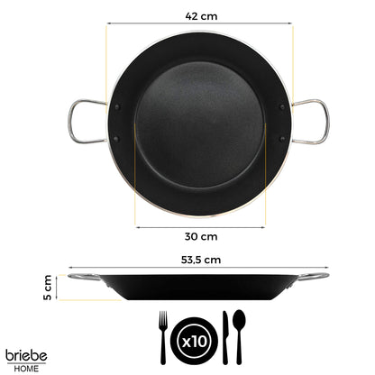 Briebe Paellera Inducción 42cm, 9-10 Raciones, Aluminio Prensado, Antiadherente Sin Pfoa, 3mm Espesor, Zafrán, Negro_5