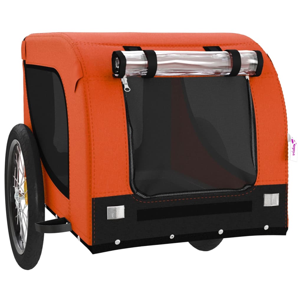 Remolque De Bicicleta Mascotas Hierro Tela Oxford Naranja Negro_3