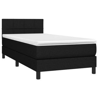 Cama Box Spring Colchón Y Luces Led Tela Negro 90x200 Cm / Vetonek_4