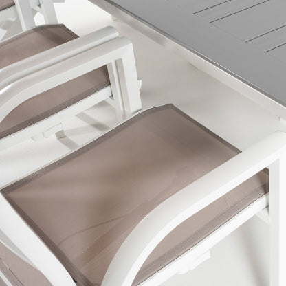 Conjunto De Jardín Mesa Extensible 215-295 Y 8 Sillones Apilables Y Reclinables Con Sistema Hidráulico Blanco_4