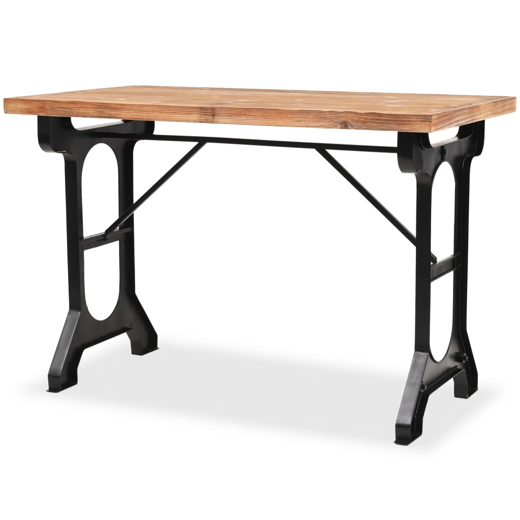 Mesa De Comedor Superficie Madera Maciza De Abeto 122x65x82 Cm_0