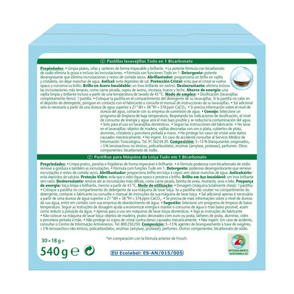 Embalagem de 10 pastilhas Frosch para máquina de lavar louça com 30 pastilhas