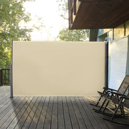 Outsunny Toldo Lateral Retráctil 300x180cm Pantalla Enrollable Para Jardín Crema_1
