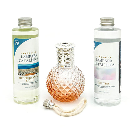 Pack Lámpara Catalítica Orange Diamonds + Fragancia Mediterranean Light 200ml + Limpiador Neutro 200ml + Mecha Repuesto_0