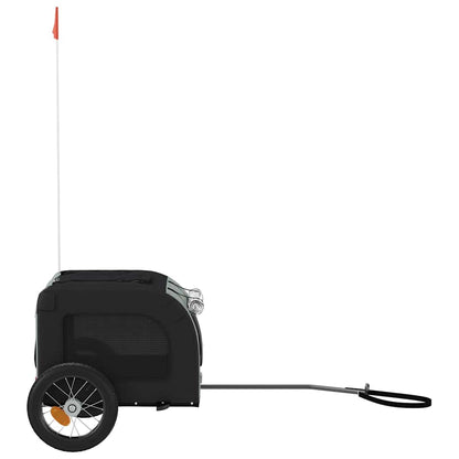 Remolque De Bicicleta Mascotas Hierro Tela Oxford Gris Negro_5
