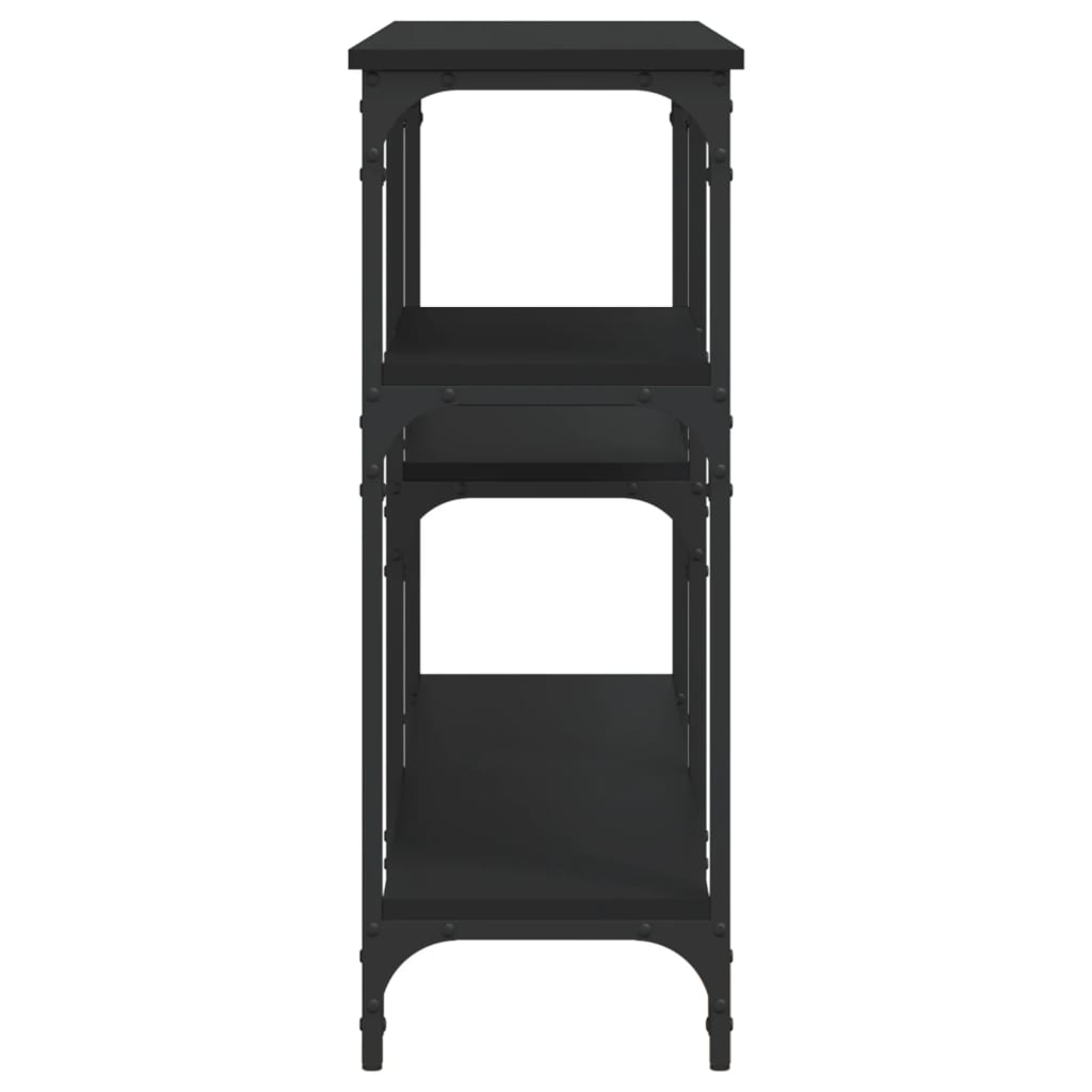 Mesa Consola Madera De Ingeniería Negra 160x29x75 Cm_3