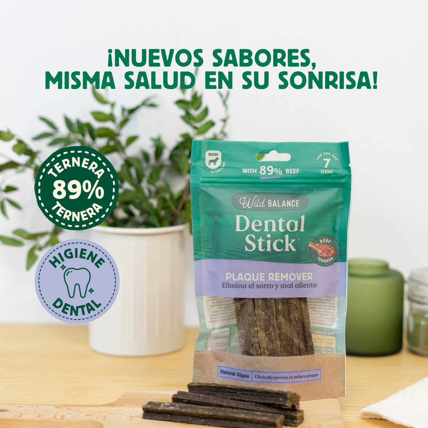 Bastão dentário sem placa Wild Balance 7 unidades