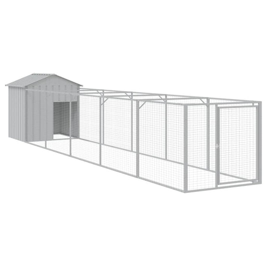 Vidaxl Caseta Perros Tejado Acero Galvanizado Gris Claro 117x609x123cm_0