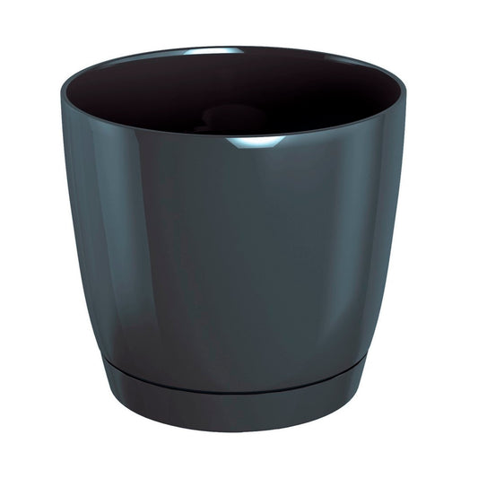Maceta Redonda De Plastico Coubi Round P En Color Grafito 24 (largo) X 24 (ancho) X 22 (altura) Cm_0