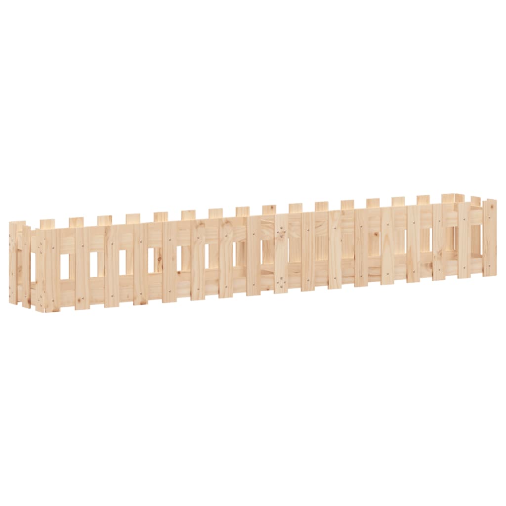 Arriate Elevado Jardín Con Valla Madera Maciza Pino 200x30x30cm_3