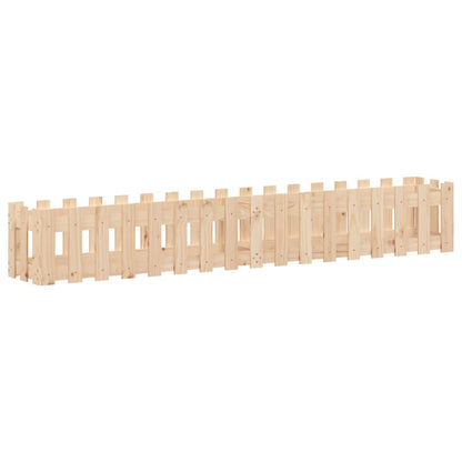 Arriate Elevado Jardín Con Valla Madera Maciza Pino 200x30x30cm_3