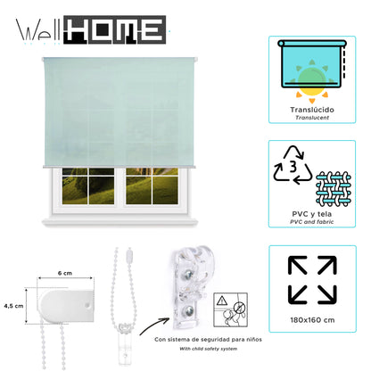Estor Azul Claro 180x160cm Translúcido Enrollable Wellhome_1