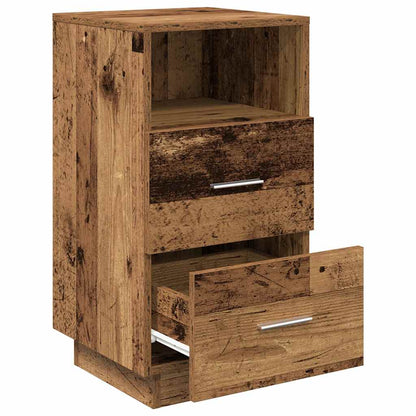 Mesillas De Noche 2 Uds Con 2 Cajones Madera Vieja 36x36x68 Cm_3