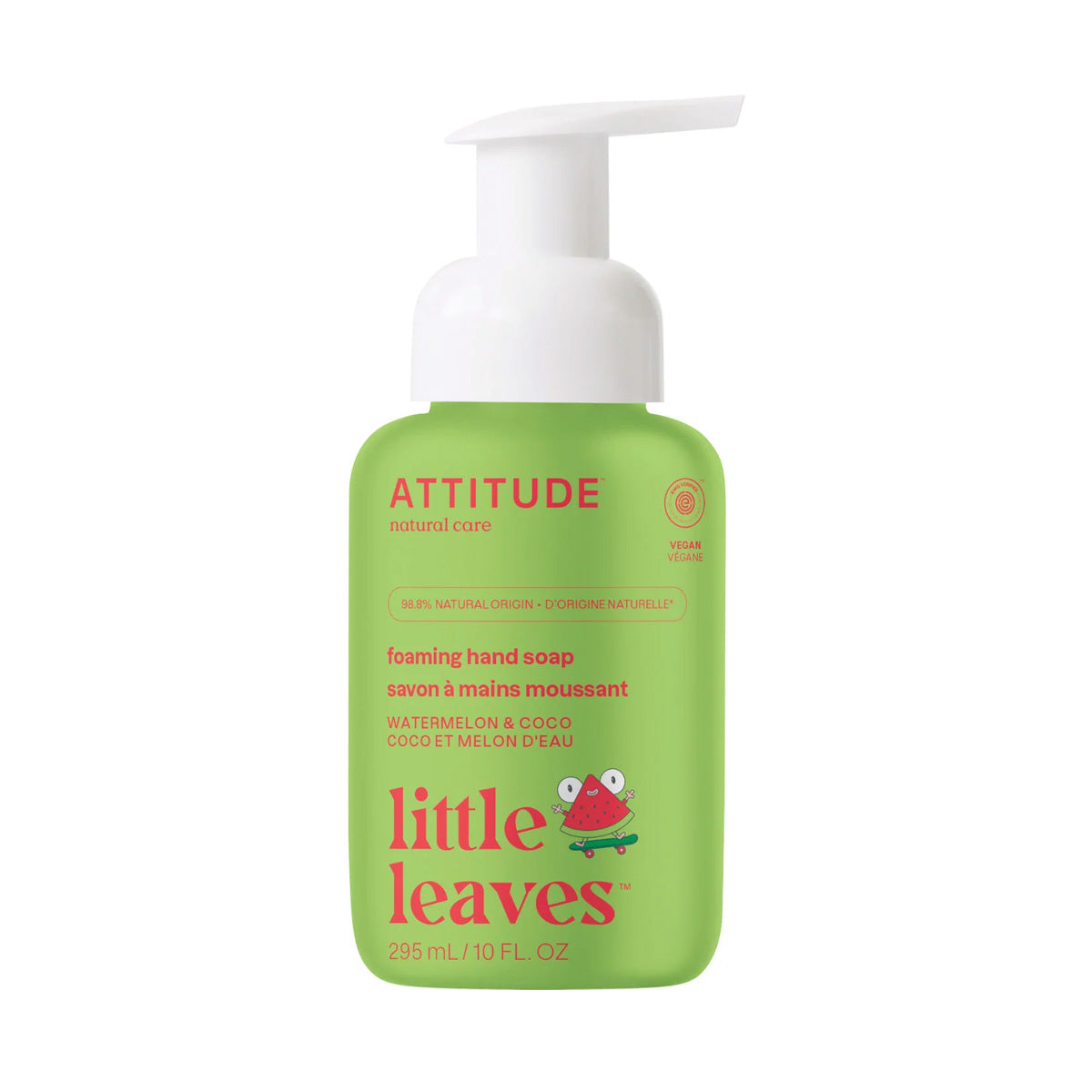 Sabonete líquido de mãos Super Leaves Kids, melancia e coco Attitude, 295ml