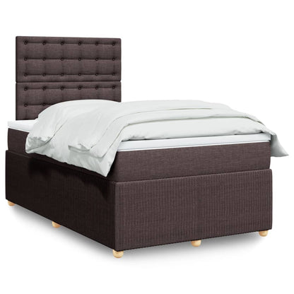 Cama Box Spring Con Colchón Tela Marrón Oscuro 120x200 Cm / Vetonek_1