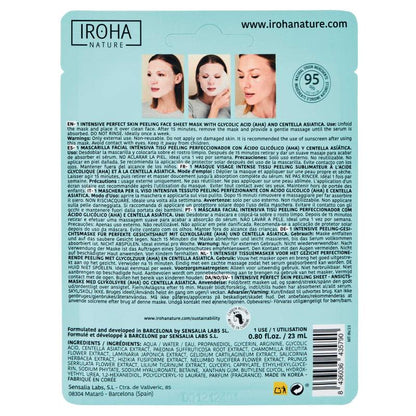 Máscara de tecido peeling com ácido glicólico Iroha Nature Perfect Skin 23 ml