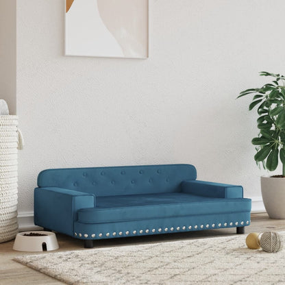 Cama Para Perros De Terciopelo Azul 90x53x30 Cm / Vetonek_0