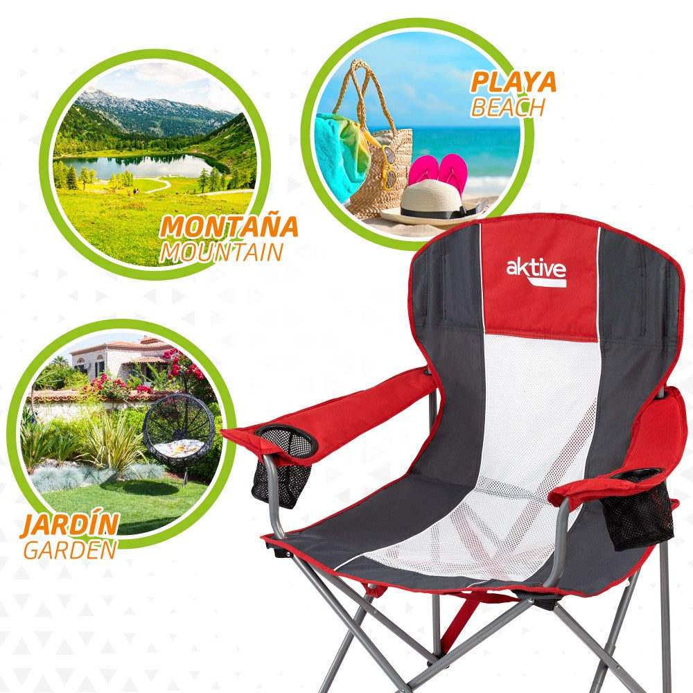 Silla Plegable Camping Xl Con Posavasos Aktive_4