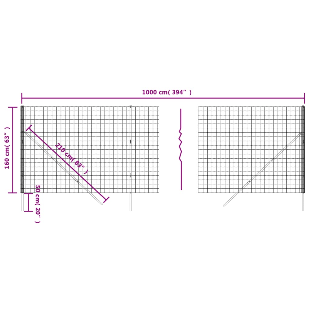 Cerca De Alambre De Acero Galvanizado Gris Antracita 1,6x10 M / Vetonek_0