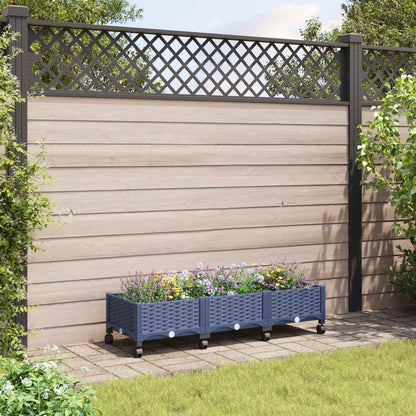 Macetero De Jardín Con Ruedas Gris Azulado 120 X 40 X 29 Cm Pp_1