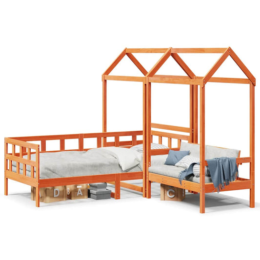 Sofá Cama Con Techo Madera Maciza Pino Marrón Cera 80x200 Cm_0