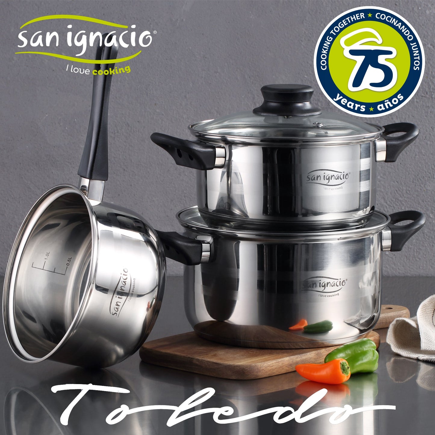 Pack Batería De Cocina 5 Piezas + Set De Cubertería 16pc En Acero Inoxidable_1