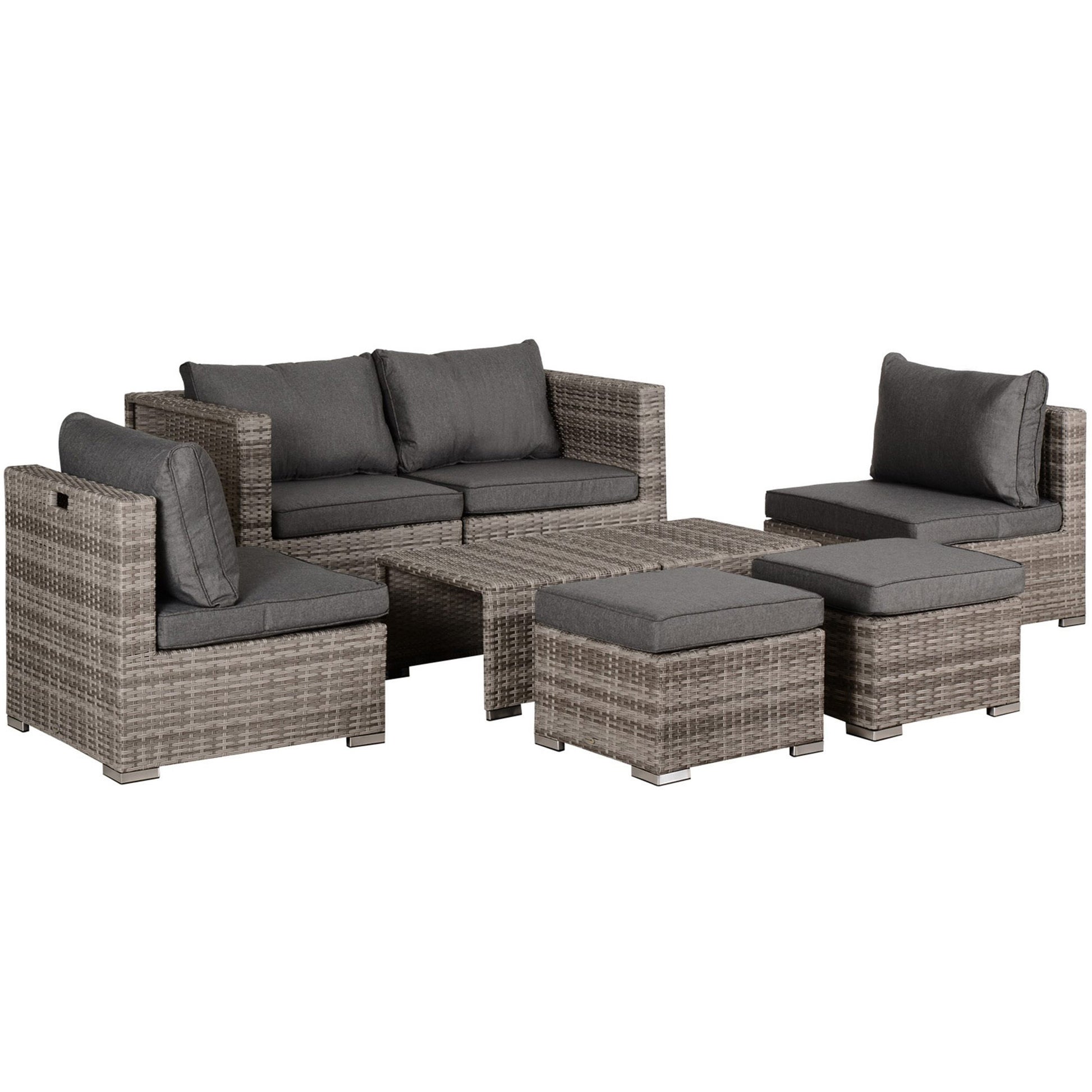 Outsunny Conjunto 8 Piezas De Sofás Ratán Con Mesa De Centro Y Reposapiés_0