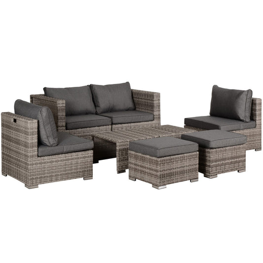 Outsunny Conjunto 8 Piezas De Sofás Ratán Con Mesa De Centro Y Reposapiés_0