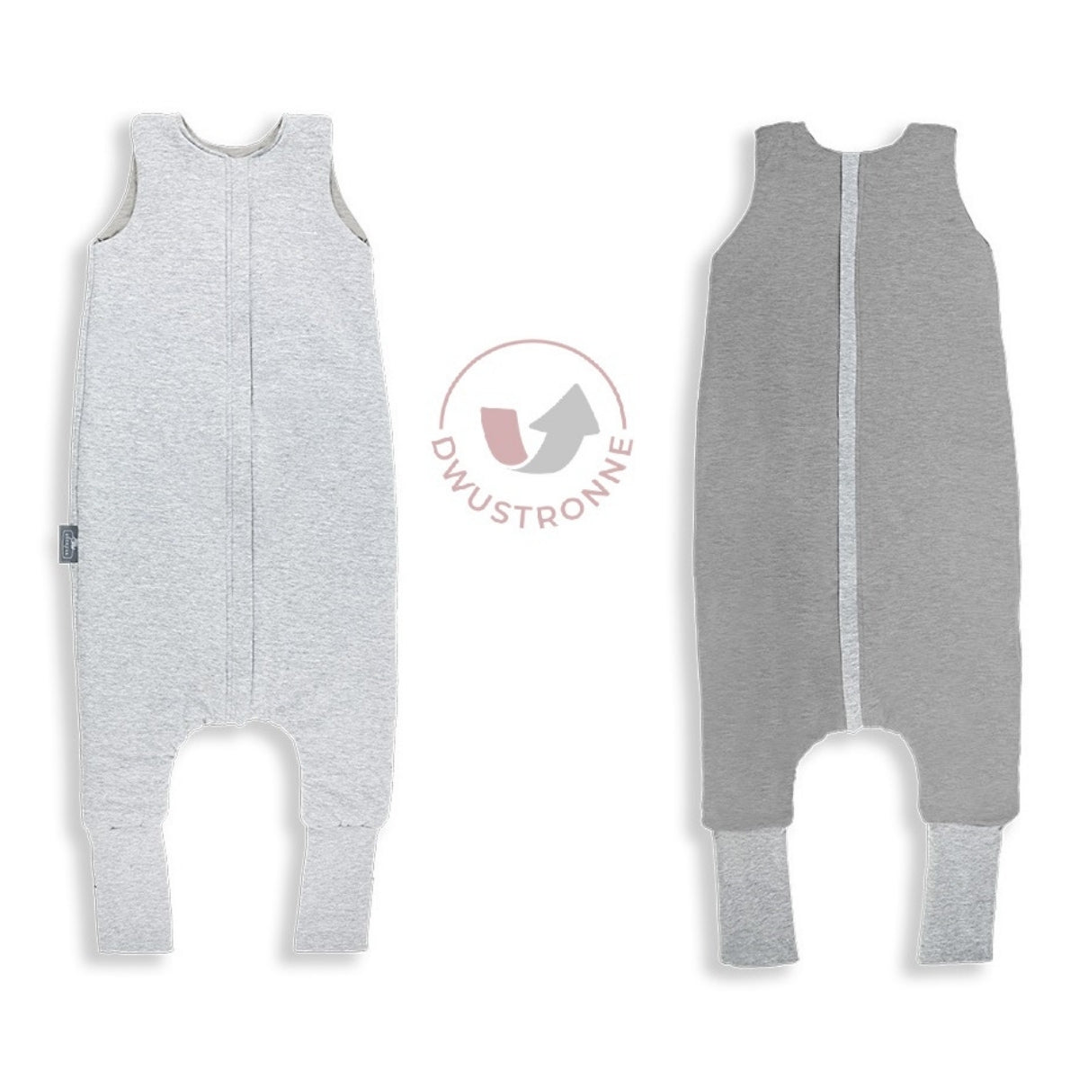 Saco De Dormir Con Pies Reversible T-s Jersey Algodón Melange Light-dark Grey_0