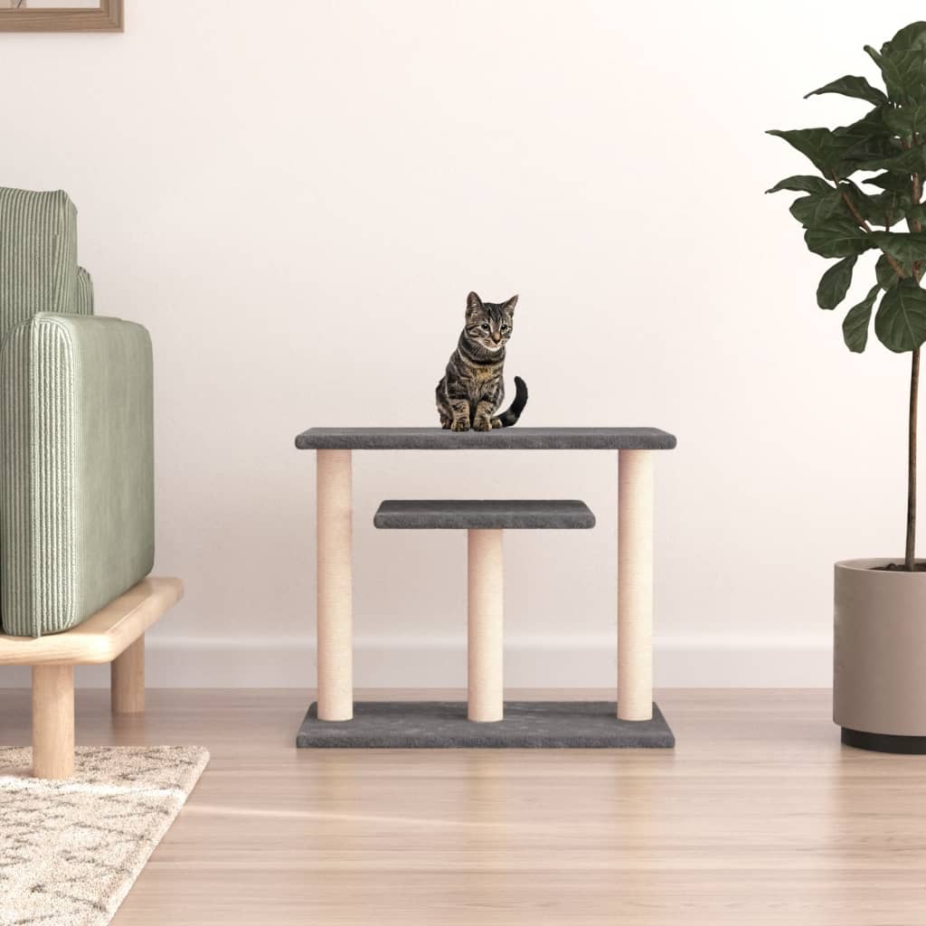 Postes Rascadores Para Gatos Con Plataformas Gris Oscuro 62,5cm_1