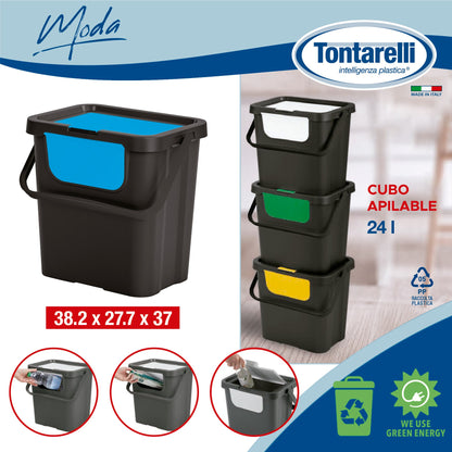 Papelera moda Doble 24l Con Asa Negro/zafiro_1