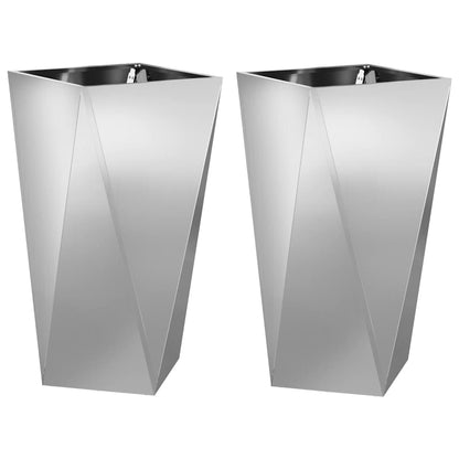 Jardinera 2 Pcs Plateado 40 X 40 X 75 Cm Acero Galvanizado_0