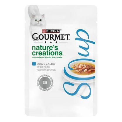 Embalagem de 32 x Sopa de Atum Natural GOURMET Nature's Creations com Guarnição de Camarão 40g