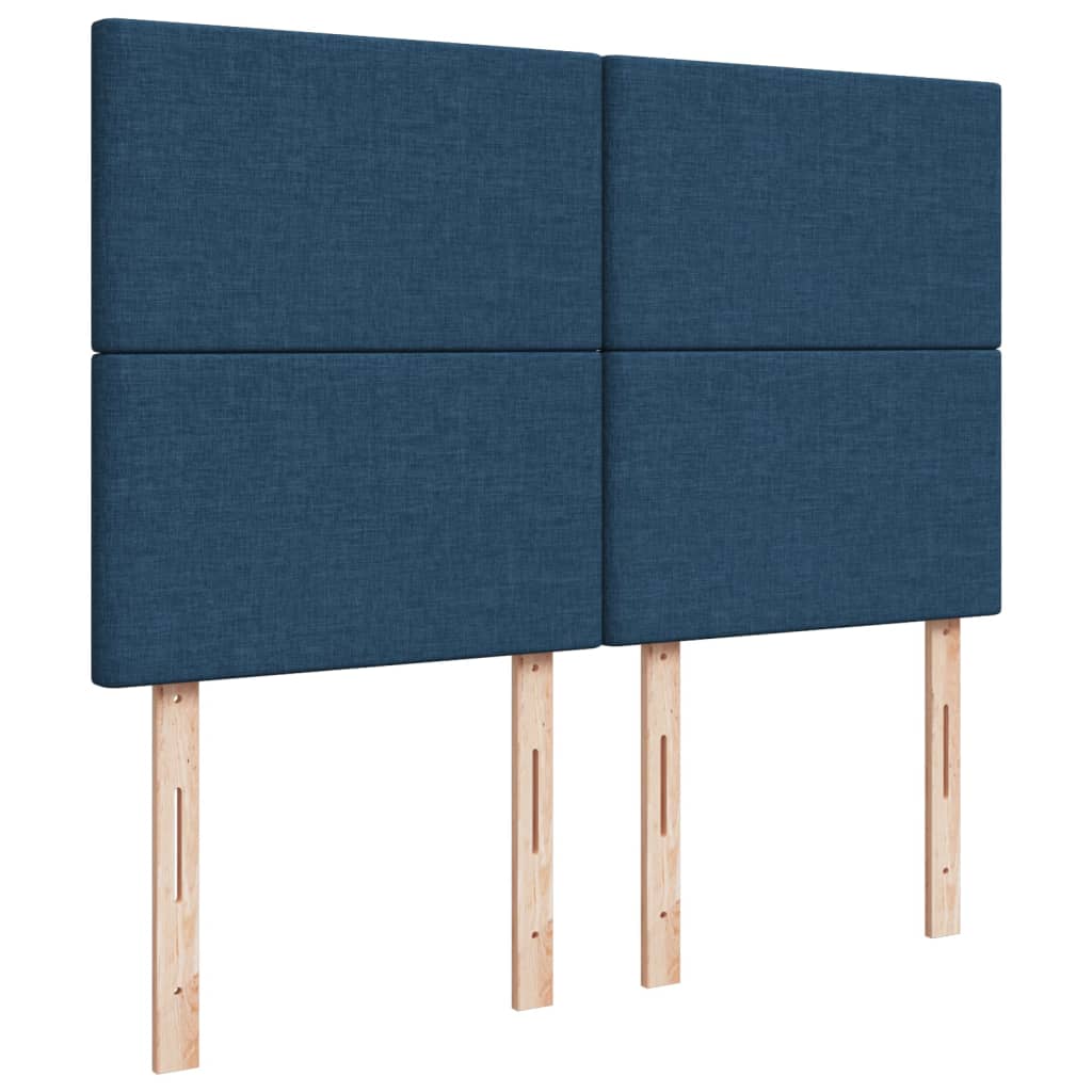 Cama Box Spring Con Colchón Tela Azul 160x200 Cm / Vetonek_4