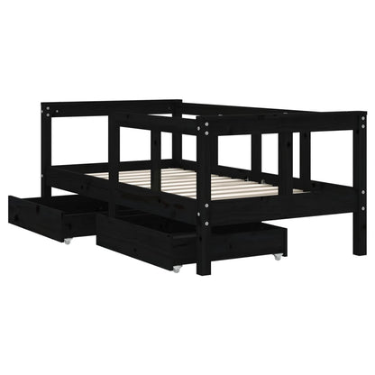 Vidaxl Estructura De Cama Niños Con Cajones Madera Pino Negro 70x140cm_3