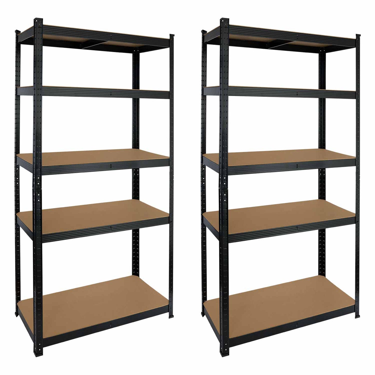 Pack 2 Estanterías Modulares Negras Con 5 Baldas Ajustables 180x90x40cm_0