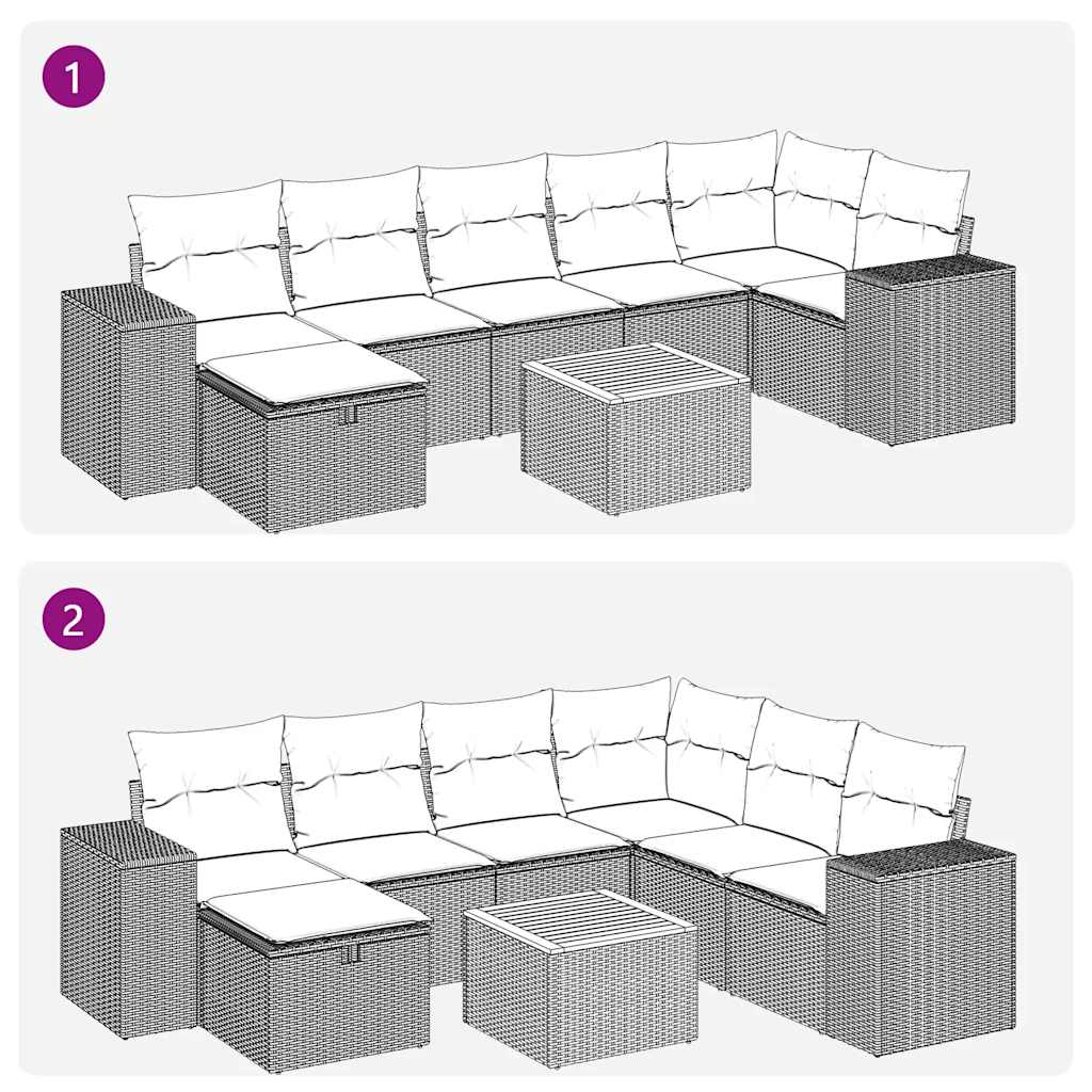 Set De Sofás De Jardín Y Cojines 8 Piezas Ratán Sintético Gris / Vetonek_4
