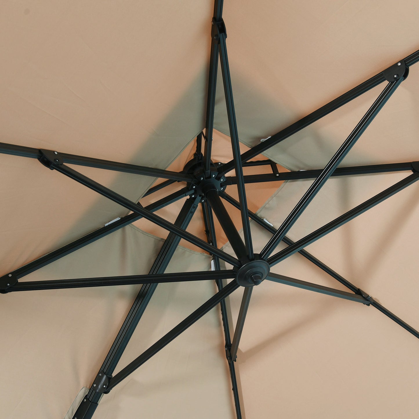 Outsunny Sombrilla De Jardín Ø300 Cm Aluminio Giratorio 360° Con Manivela Caqui_3