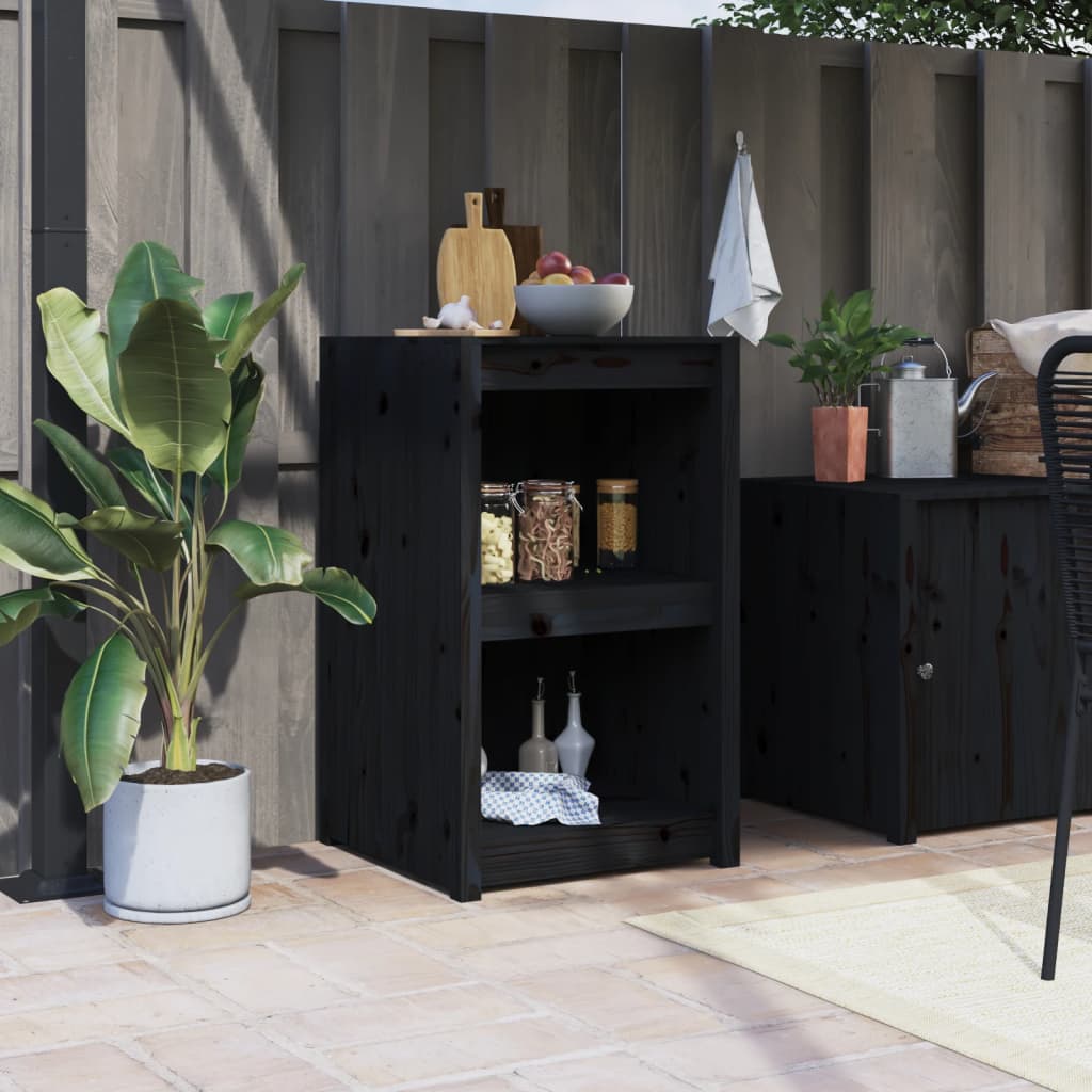 Mueble De Cocina Exterior Madera Maciza Pino Negro 55x55x92 Cm_0