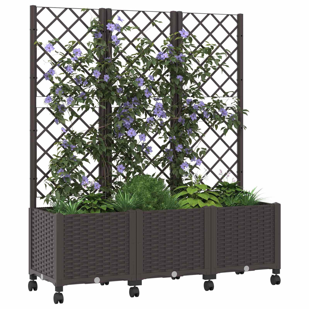 Jardinera Con Enrejado Y Ruedas Marrón 120 X 40 X 146 Cm Pp_2