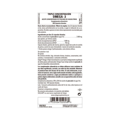 Ómega 3 Tripla Concentração Solgar 100 Cápsulas